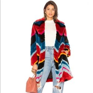 Alice + Olivia Roth Faux Fur Coat in Multi